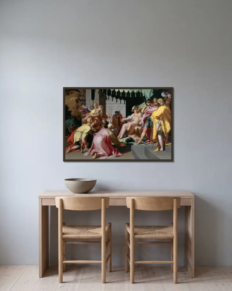 Josef och hans bröder av Abraham Bloemaert inramad på en vägg