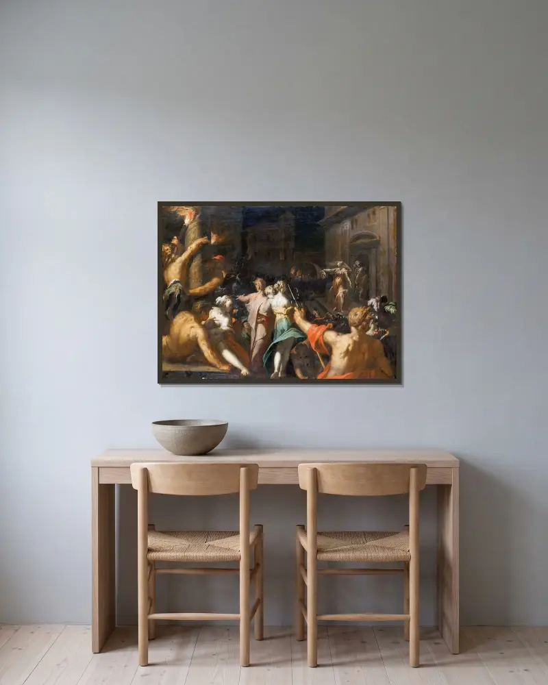 Judith visar Holofernes huvud av Abraham Bloemaert inramad på en vägg