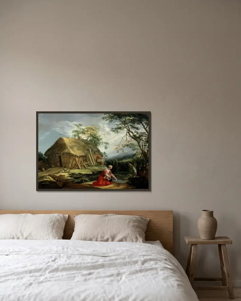 Latona och de lykiska bönderna av Abraham Bloemaert inramad på en vägg