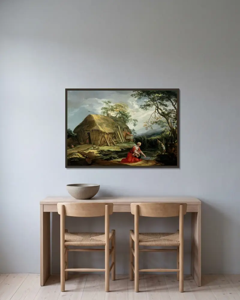 Latona och de lykiska bönderna av Abraham Bloemaert inramad på en vägg