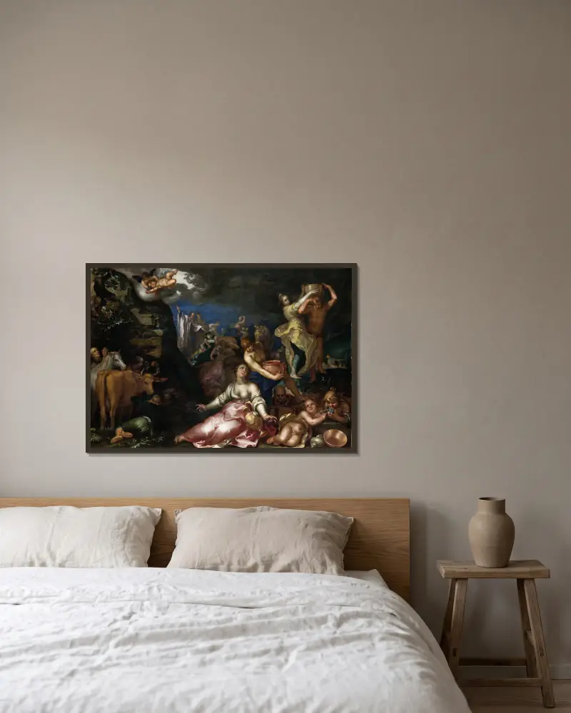 Moses Striking the Rock av Abraham Bloemaert inramad på en vägg