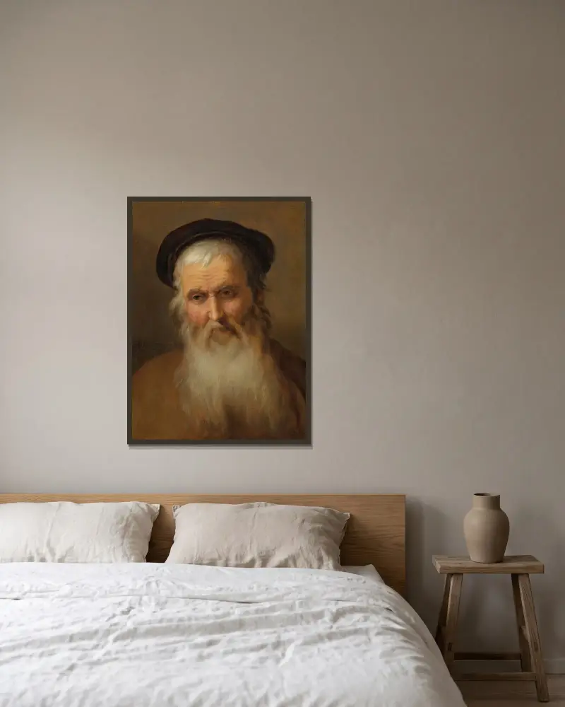 Porträtt av en äldre man av Abraham Bloemaert inramad på en vägg