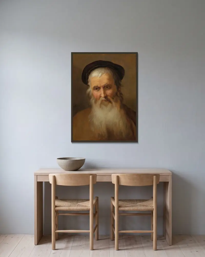 Porträtt av en äldre man av Abraham Bloemaert inramad på en vägg