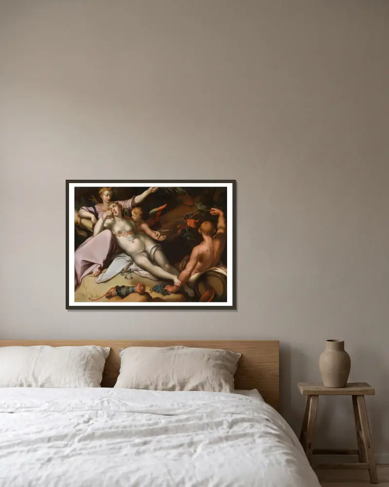 Sine Baccho Et Cenere Friget Venus av Abraham Bloemaert inramad på en vägg