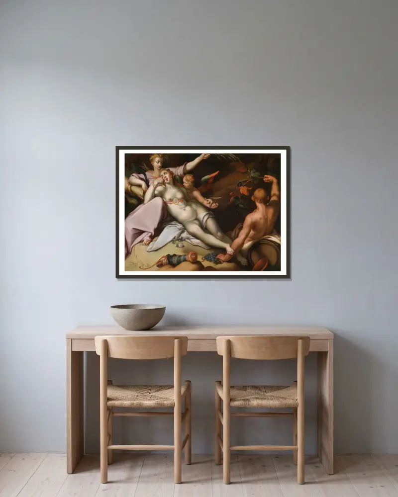 Sine Baccho Et Cenere Friget Venus av Abraham Bloemaert inramad på en vägg