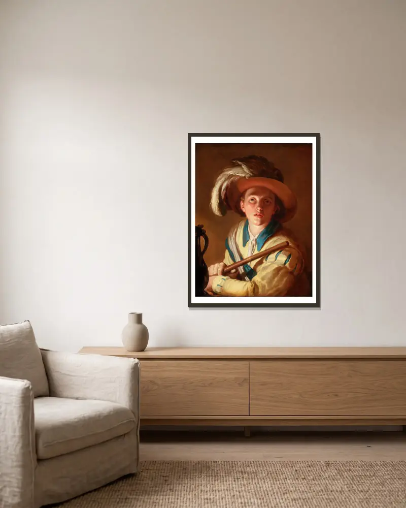 Flétnista, Abraham Bloemaert v rámu na stěně