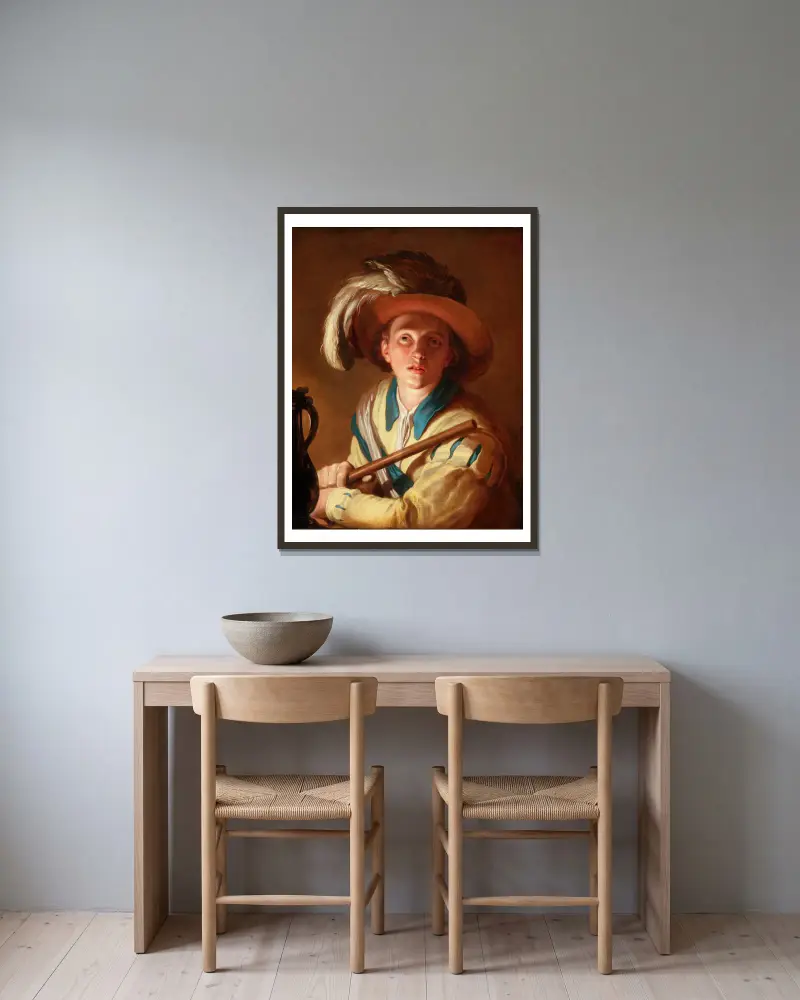 Flétnista, Abraham Bloemaert v rámu na stěně