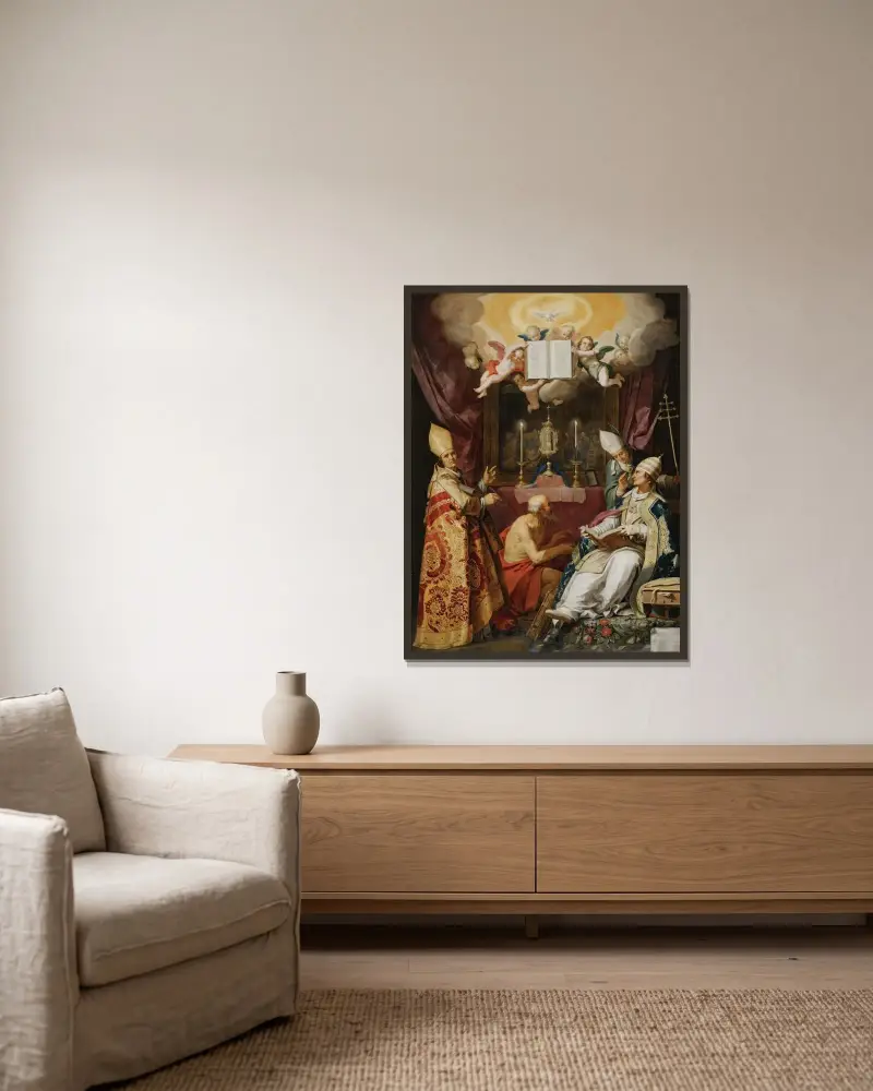 The Four Fathers Of The Latin Church av Abraham Bloemaert inramad på en vägg