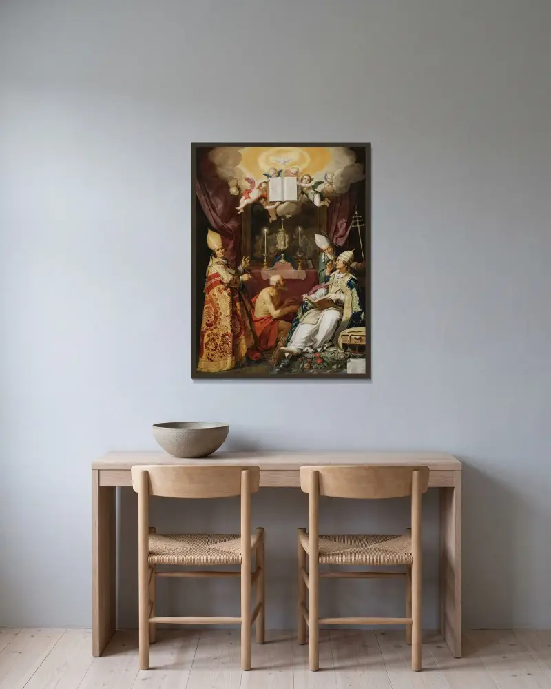 The Four Fathers Of The Latin Church av Abraham Bloemaert inramad på en vägg