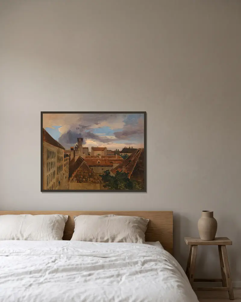 Blick in die Beatrixgasse in Wien av Adalbert Stifter inramad på en vägg