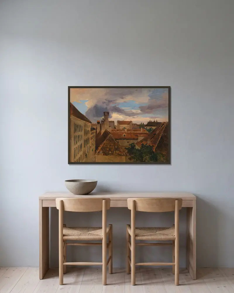 Blick in die Beatrixgasse in Wien av Adalbert Stifter inramad på en vägg