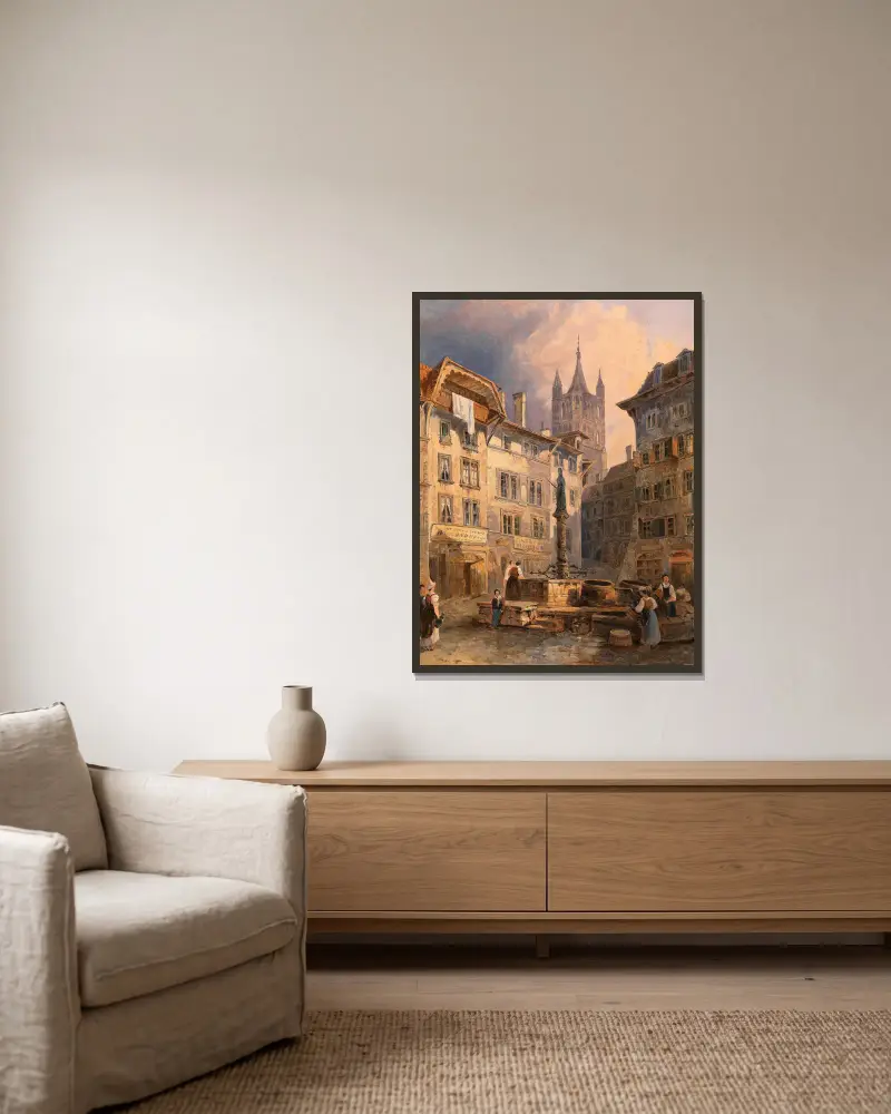 Place de Palud in Lausanne av Adalbert Stifter inramad på en vägg