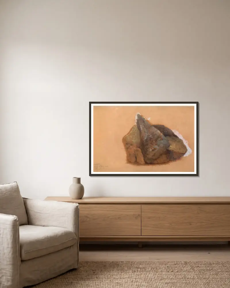 Steinstudie von Adalbert Stifter gerahmt an einer Wand