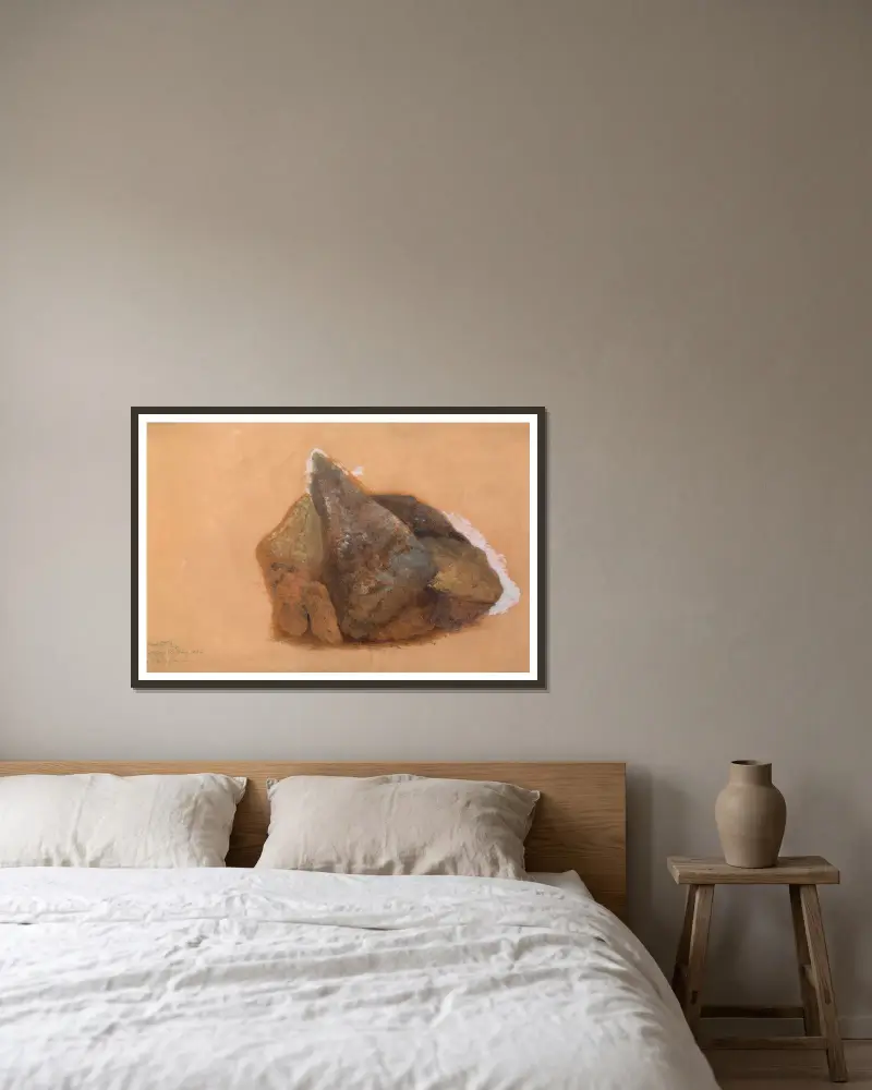 Steinstudie von Adalbert Stifter gerahmt an einer Wand