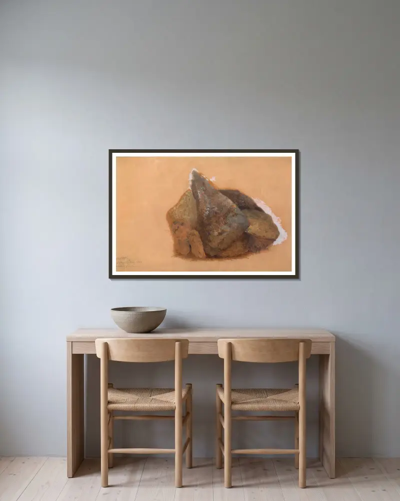 Steinstudie von Adalbert Stifter gerahmt an einer Wand