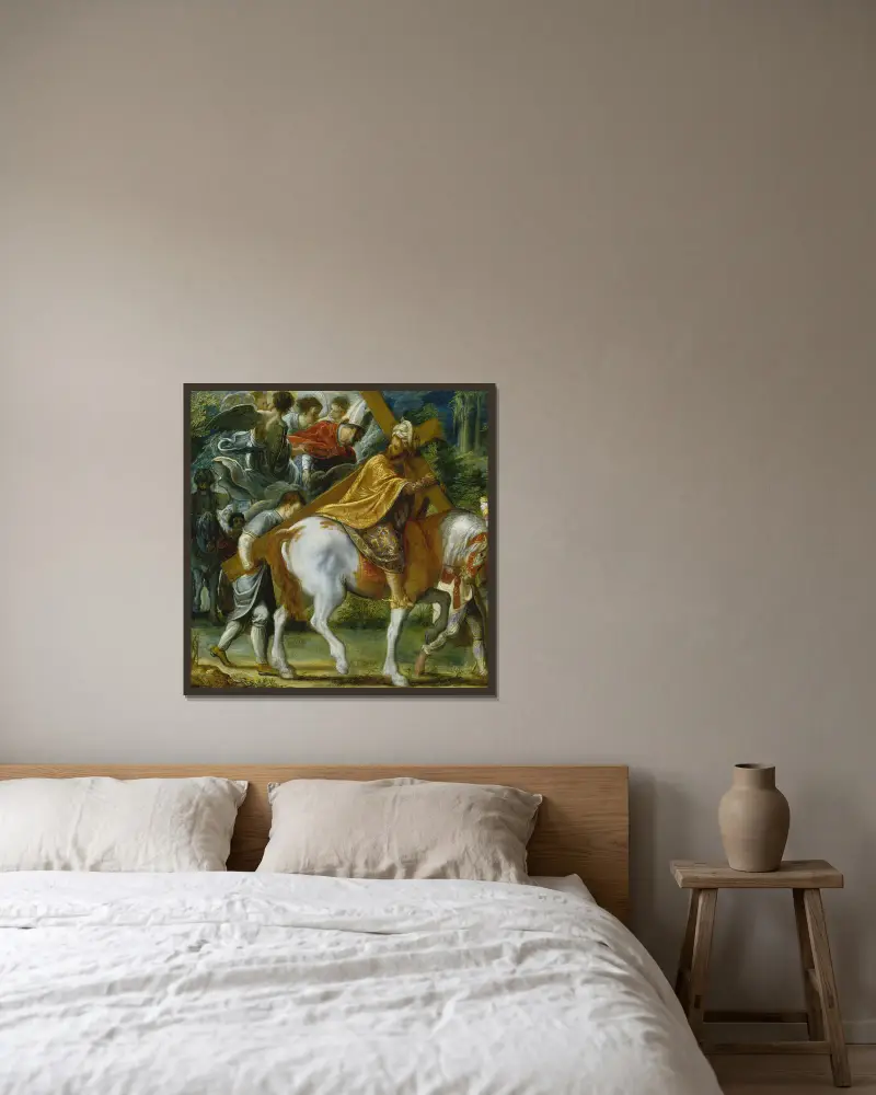 Heraclius on Horseback with the Cross av Adam Elsheimer inramad på en vägg