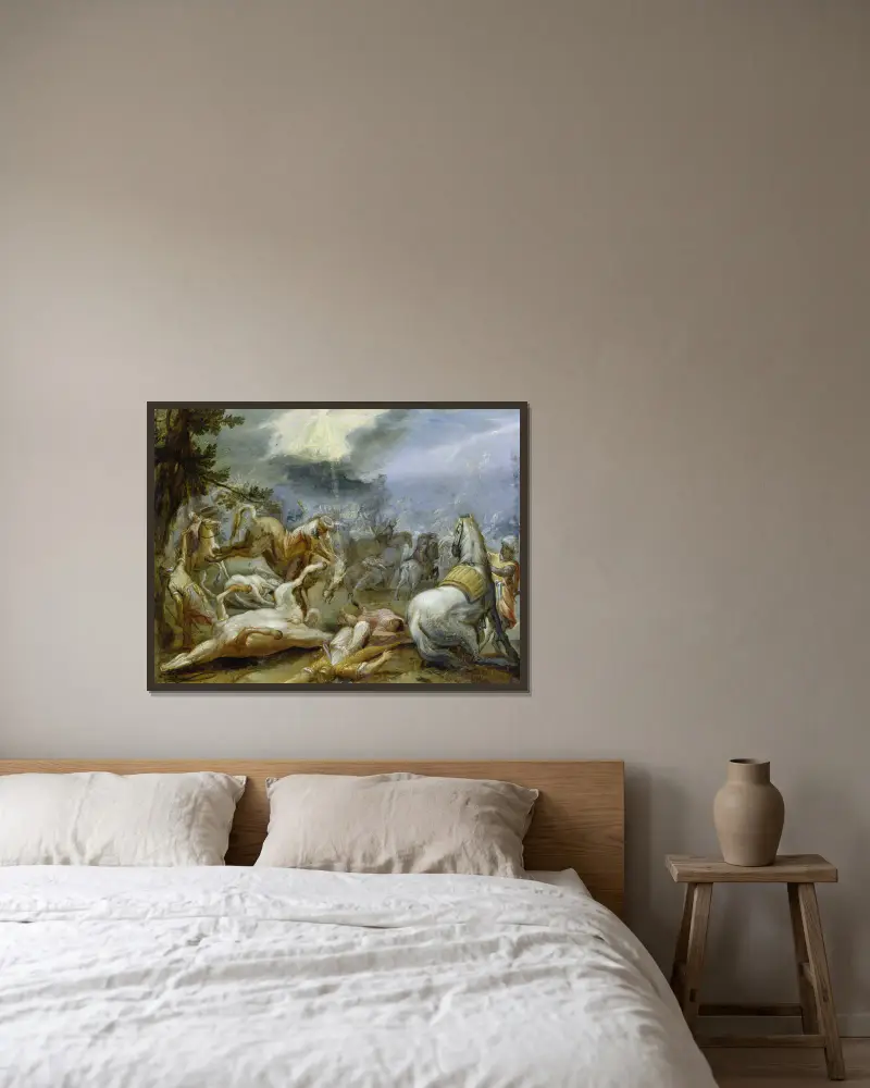 The Conversion of Saint Paul av Adam Elsheimer inramad på en vägg