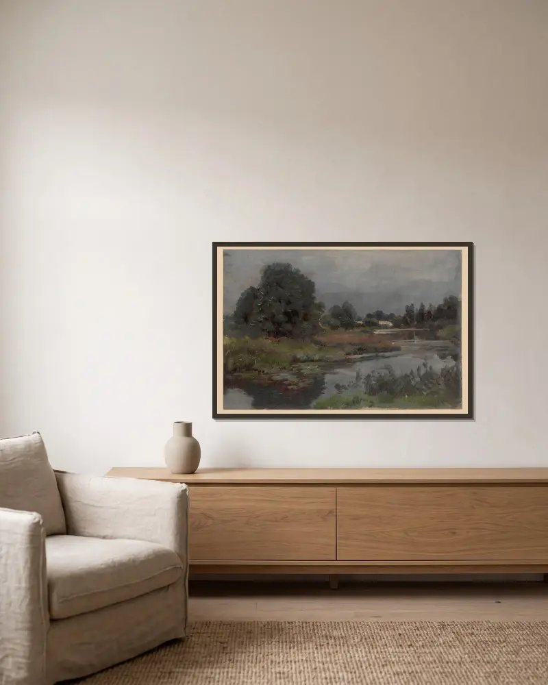 An der Oder von Adolf Dressler gerahmt an einer Wand
