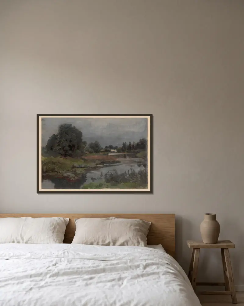 An der Oder von Adolf Dressler gerahmt an einer Wand