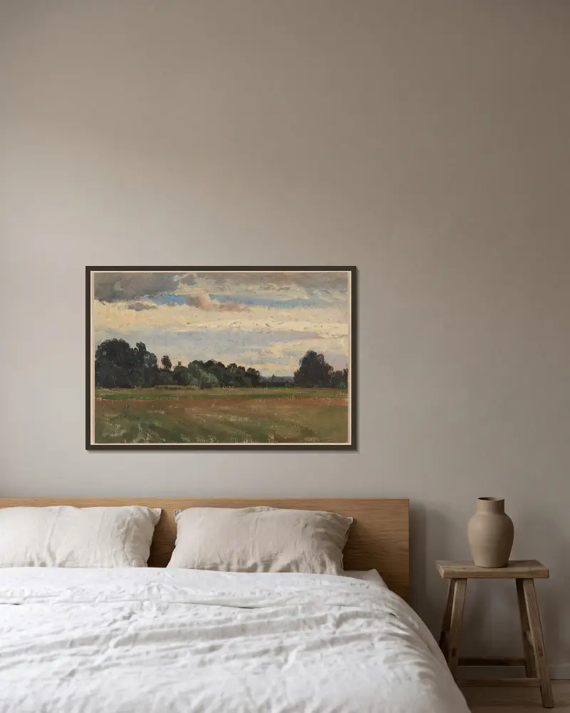 Fields near Trzebnica av Adolf Dressler inramad på en vägg