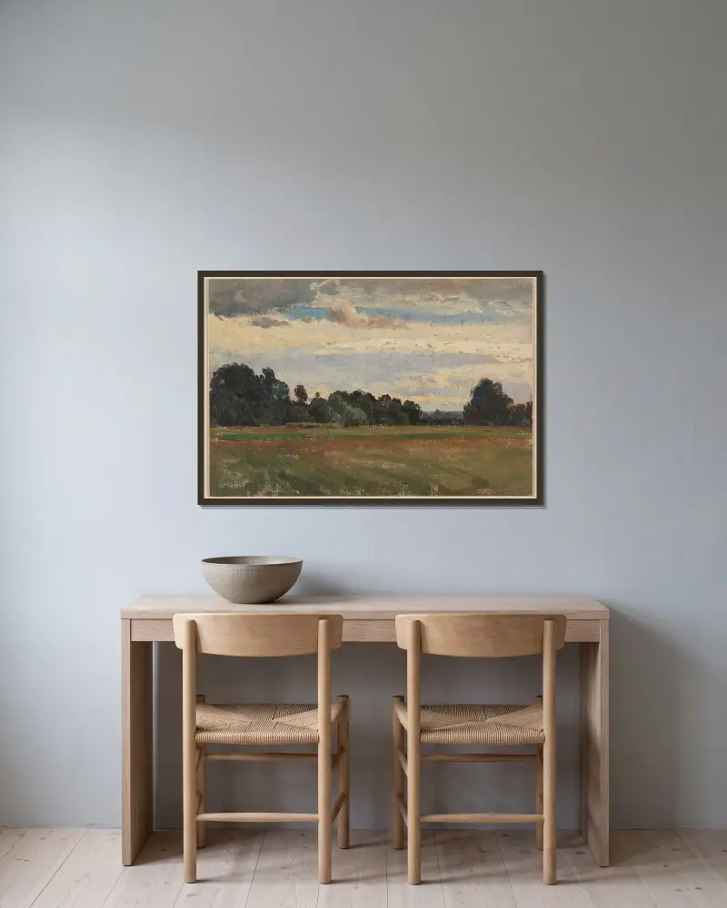 Fields near Trzebnica av Adolf Dressler inramad på en vägg