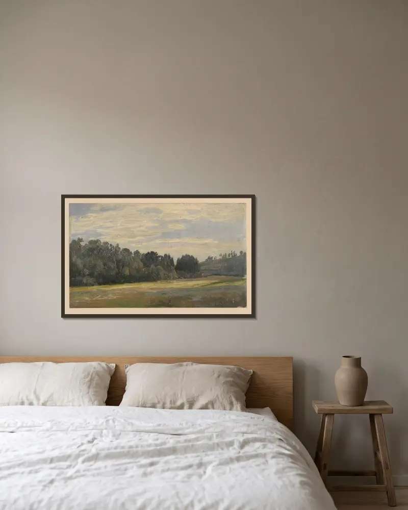 Landscape near Trzebnica av Adolf Dressler inramad på en vägg