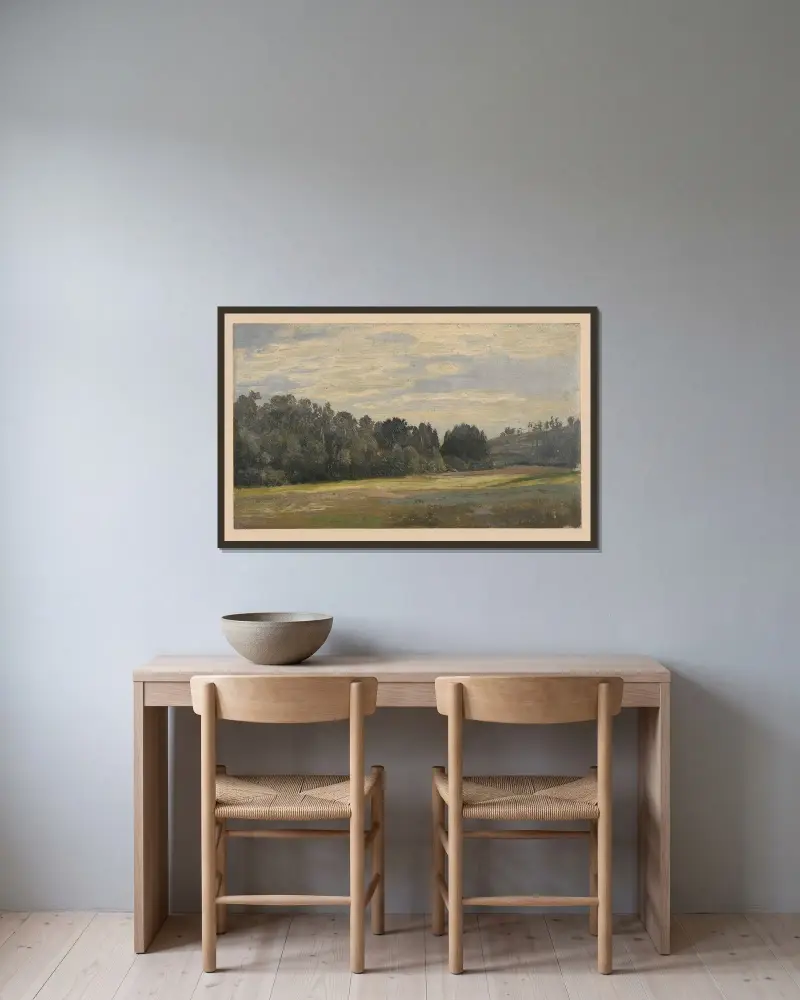 Landscape near Trzebnica av Adolf Dressler inramad på en vägg