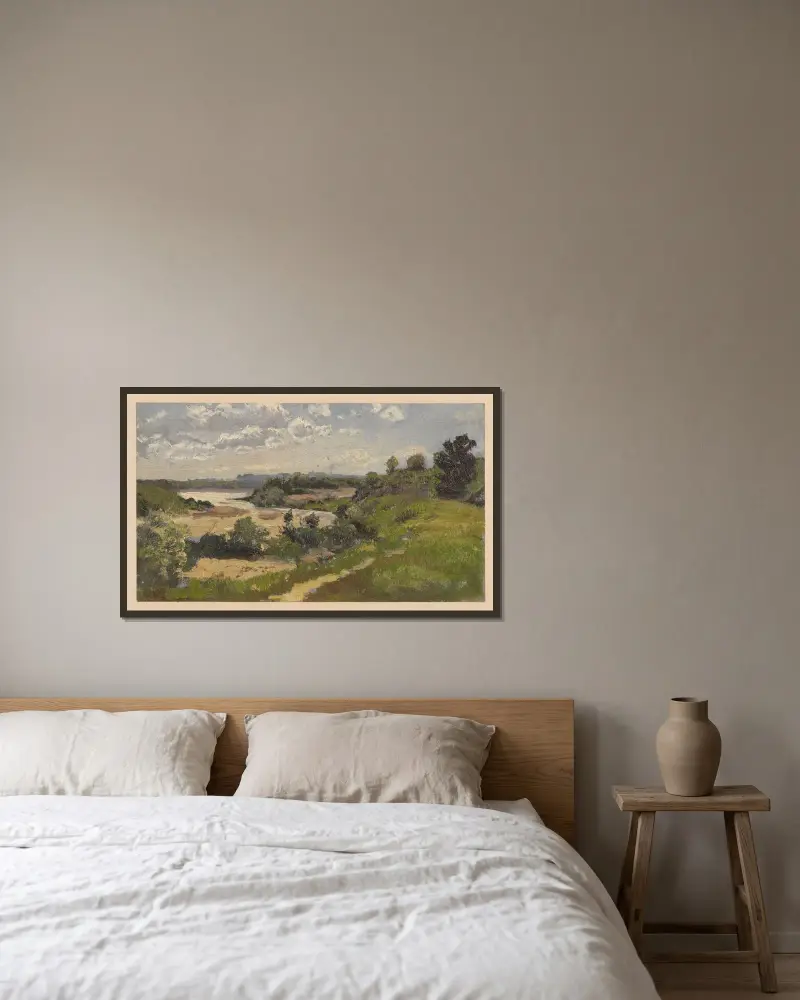 Die alte Oder von Adolf Dressler gerahmt an einer Wand