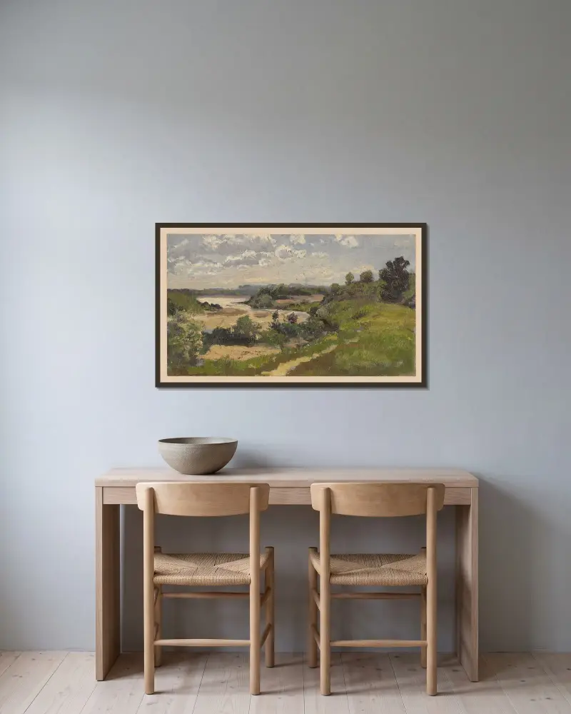 Die alte Oder von Adolf Dressler gerahmt an einer Wand