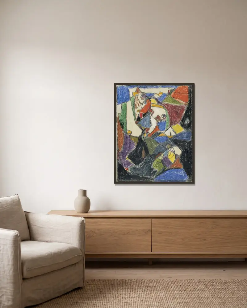 Composition av Adolf Hölzel inramad på en vägg