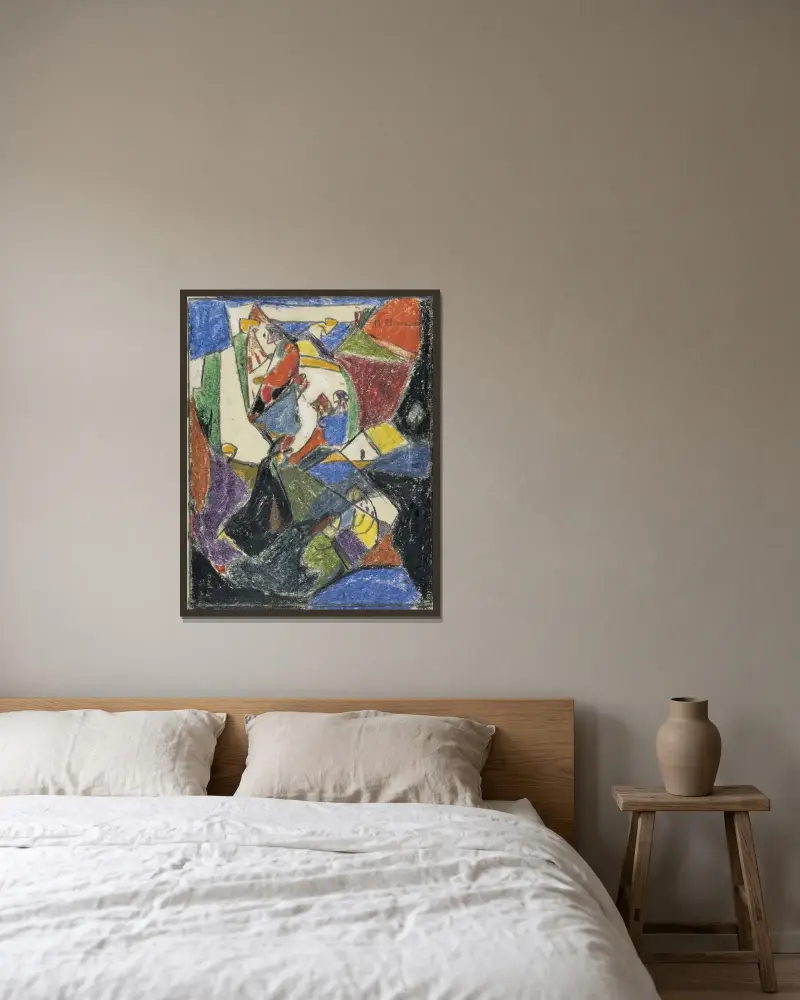 Composition av Adolf Hölzel inramad på en vägg
