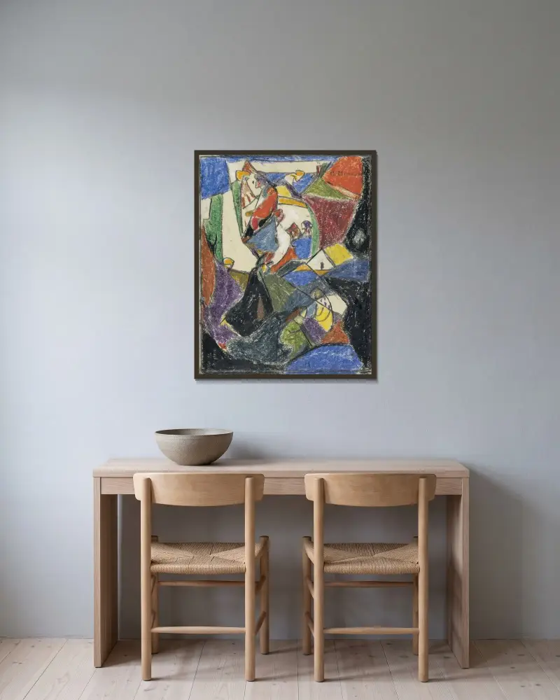 Composition av Adolf Hölzel inramad på en vägg