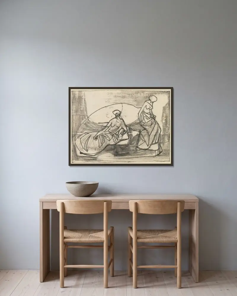 Figurscener av Adolf Hölzel inramad på en vägg