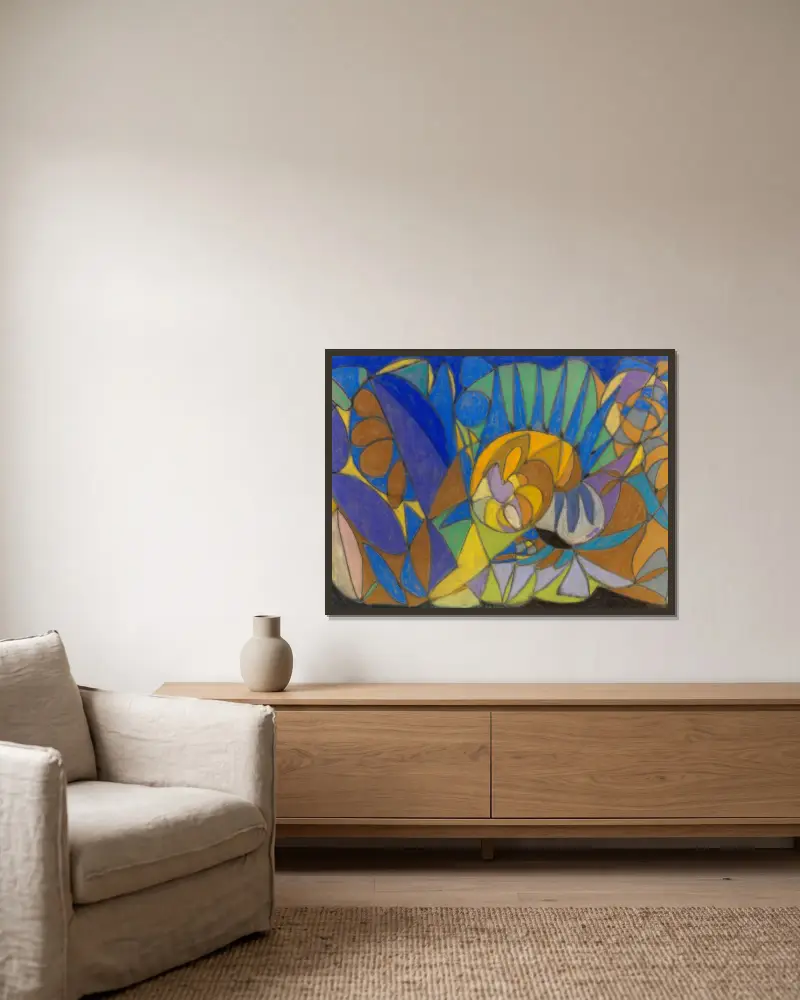 Komposition, 1930 – Nr. 1 von Adolf Hölzel gerahmt an einer Wand