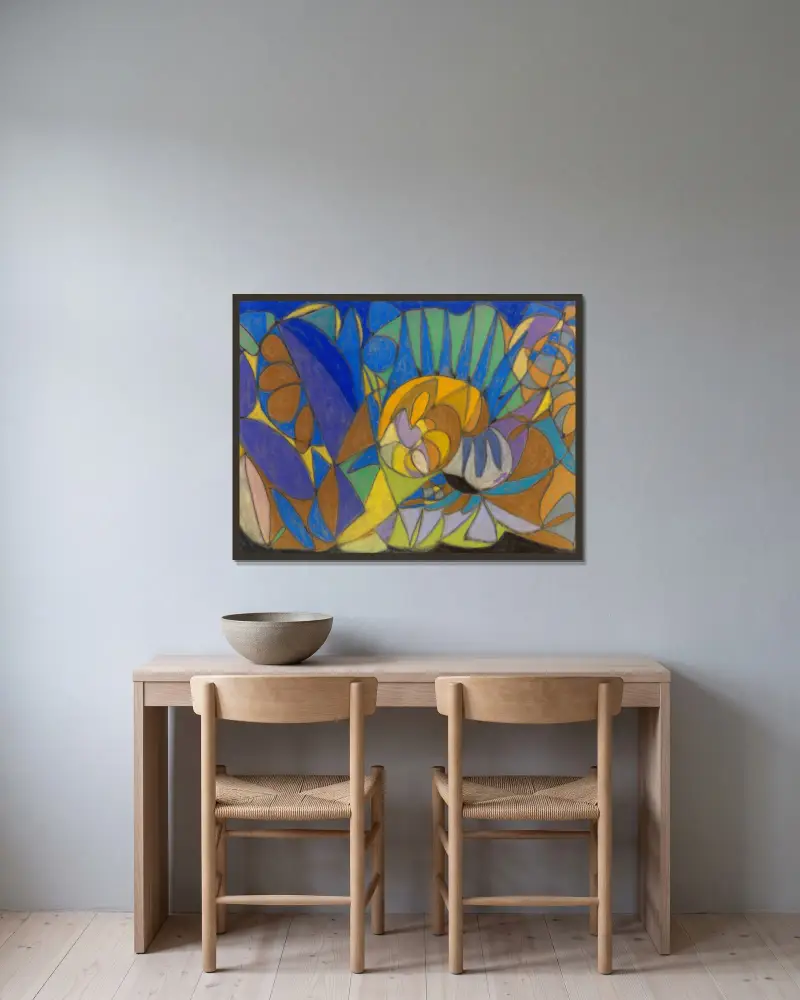 Komposition, 1930 – Nr. 1 von Adolf Hölzel gerahmt an einer Wand
