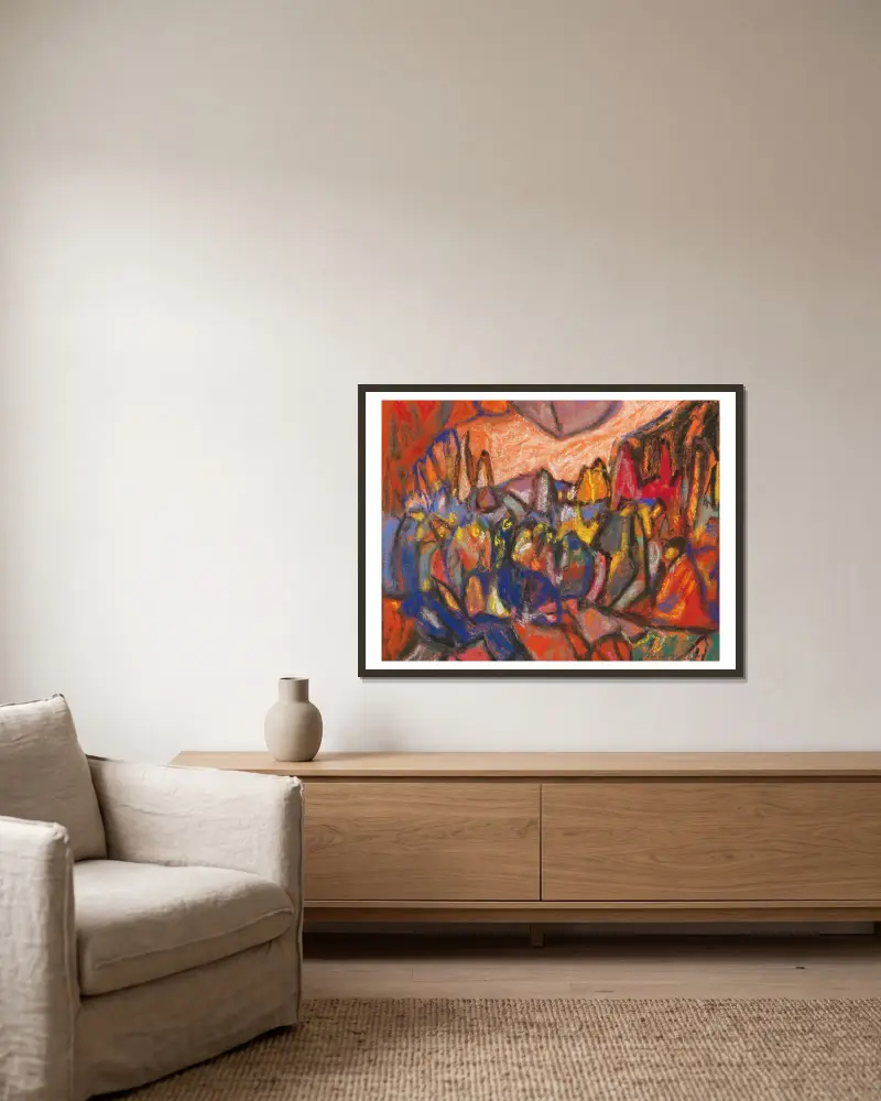 Komposition, 1930 – Nr. 2 von Adolf Hölzel gerahmt an einer Wand