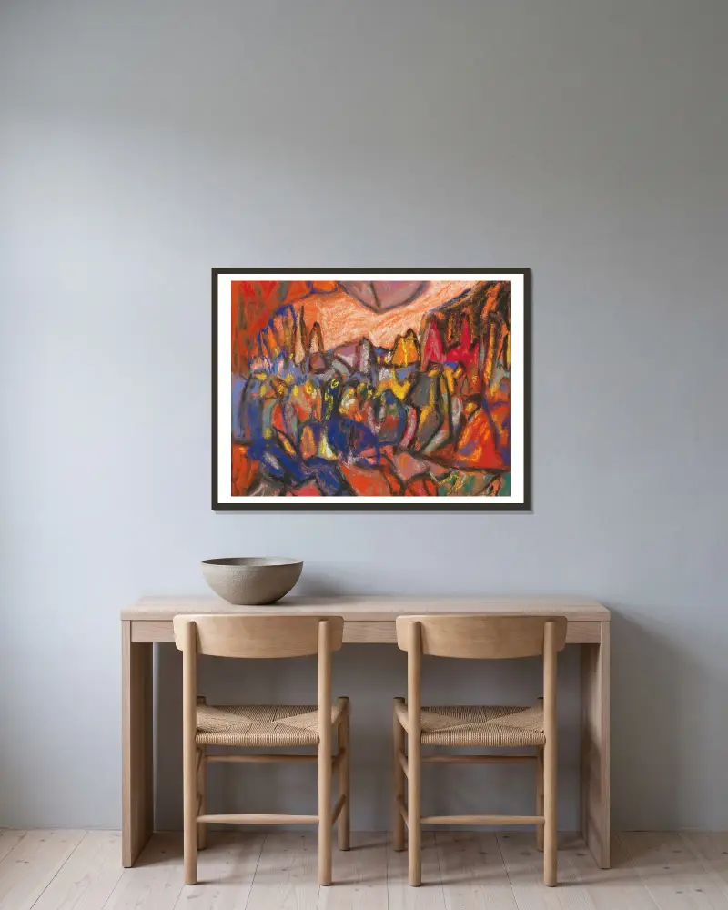Komposition, 1930 – Nr. 2 von Adolf Hölzel gerahmt an einer Wand