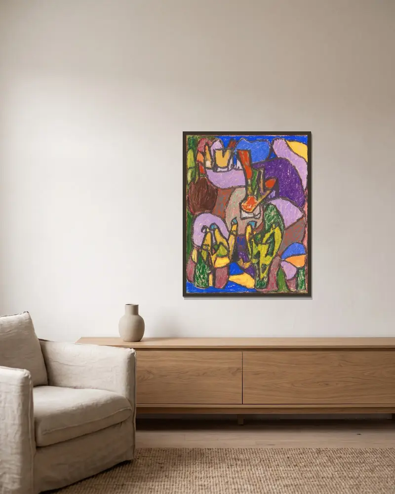 Ohne Titel (Figuren) von Adolf Hölzel gerahmt an einer Wand