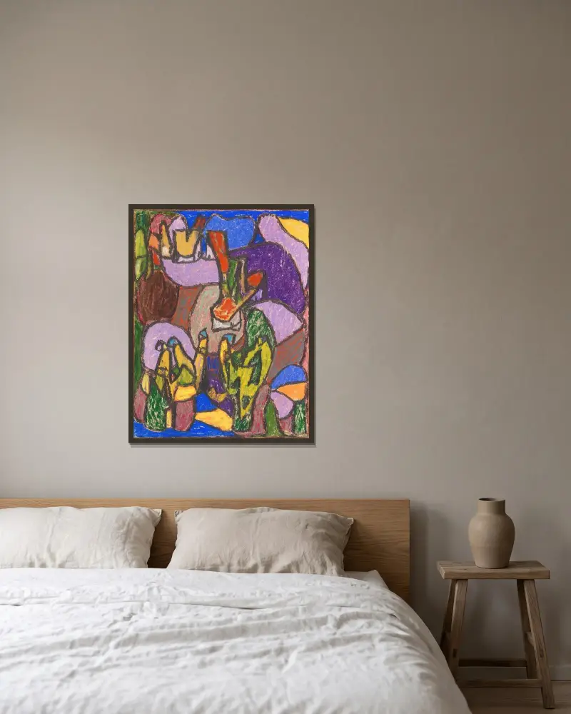 Ohne Titel (Figuren) von Adolf Hölzel gerahmt an einer Wand
