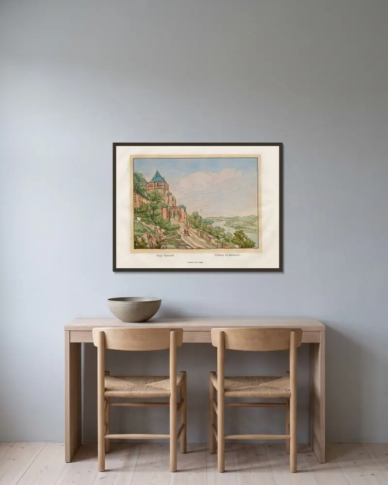 Schloss Rheineck von Johann Adolf Lasinsky gerahmt an einer Wand