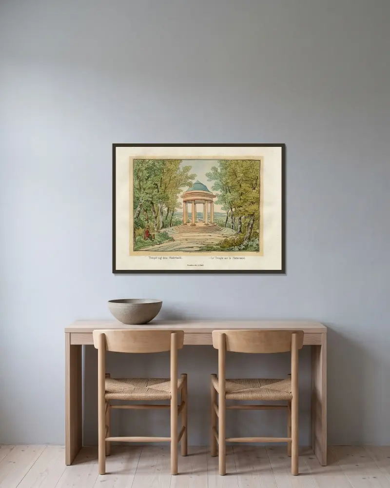 Templet på Niederwald av Johann Adolf Lasinsky inramad på en vägg