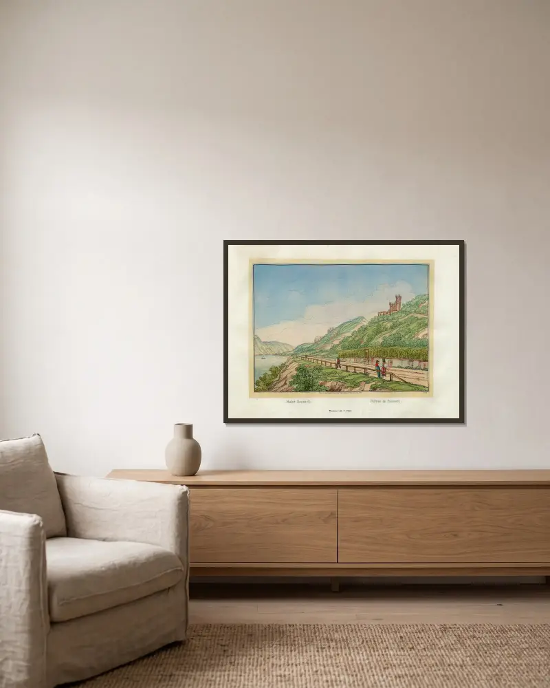 Ruinen am Sonneck von Johann Adolf Lasinsky gerahmt an einer Wand
