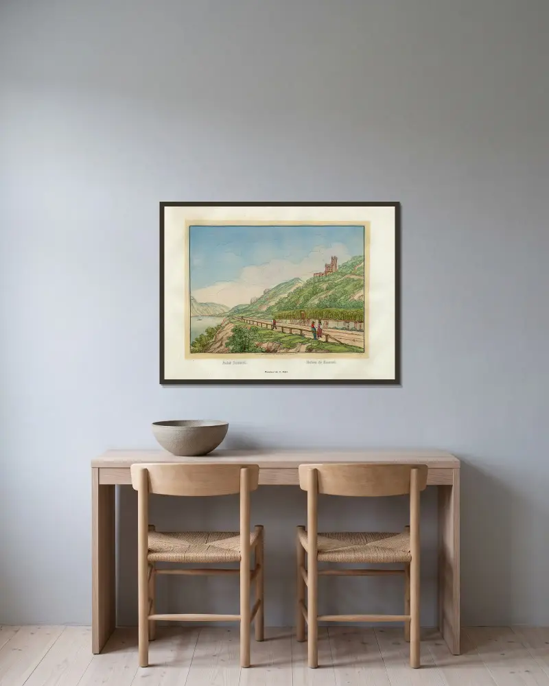 Ruinen am Sonneck von Johann Adolf Lasinsky gerahmt an einer Wand