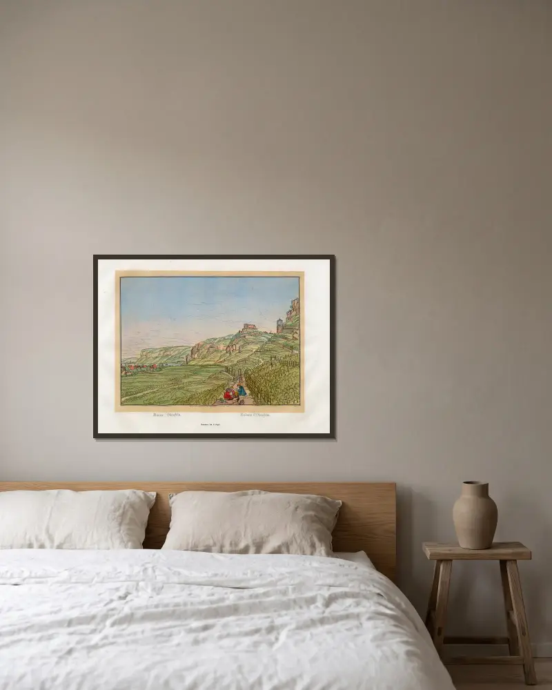 Ruinen von Okenfels von Johann Adolf Lasinsky gerahmt an einer Wand
