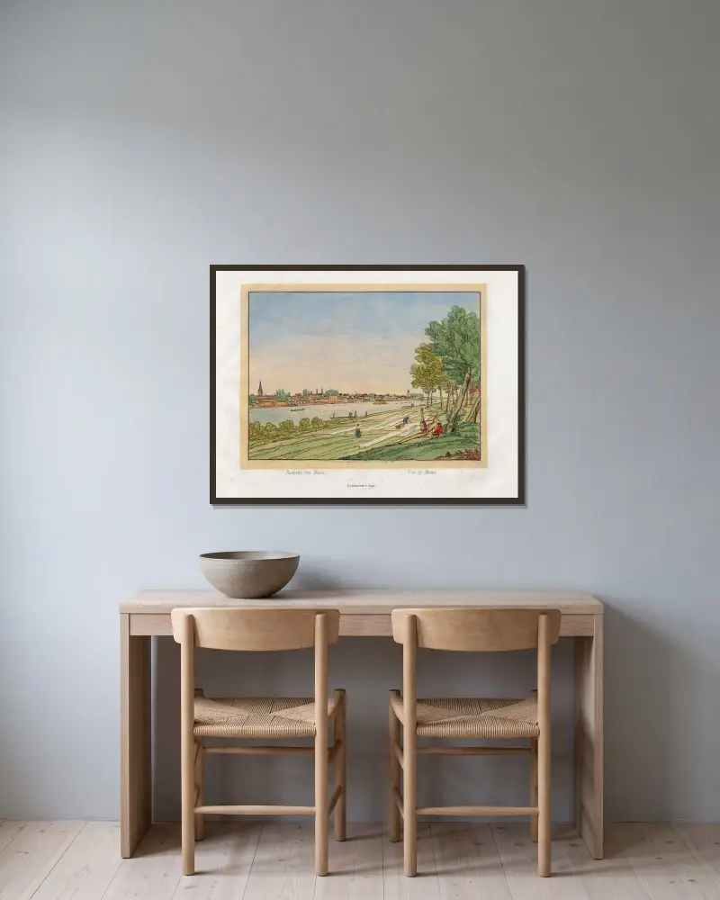 Vy över Bonn av Johann Adolf Lasinsky inramad på en vägg