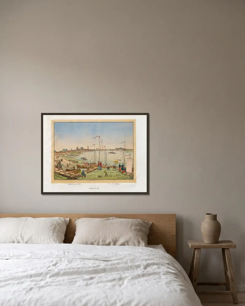 Vy av Köln av Johann Adolf Lasinsky inramad på en vägg
