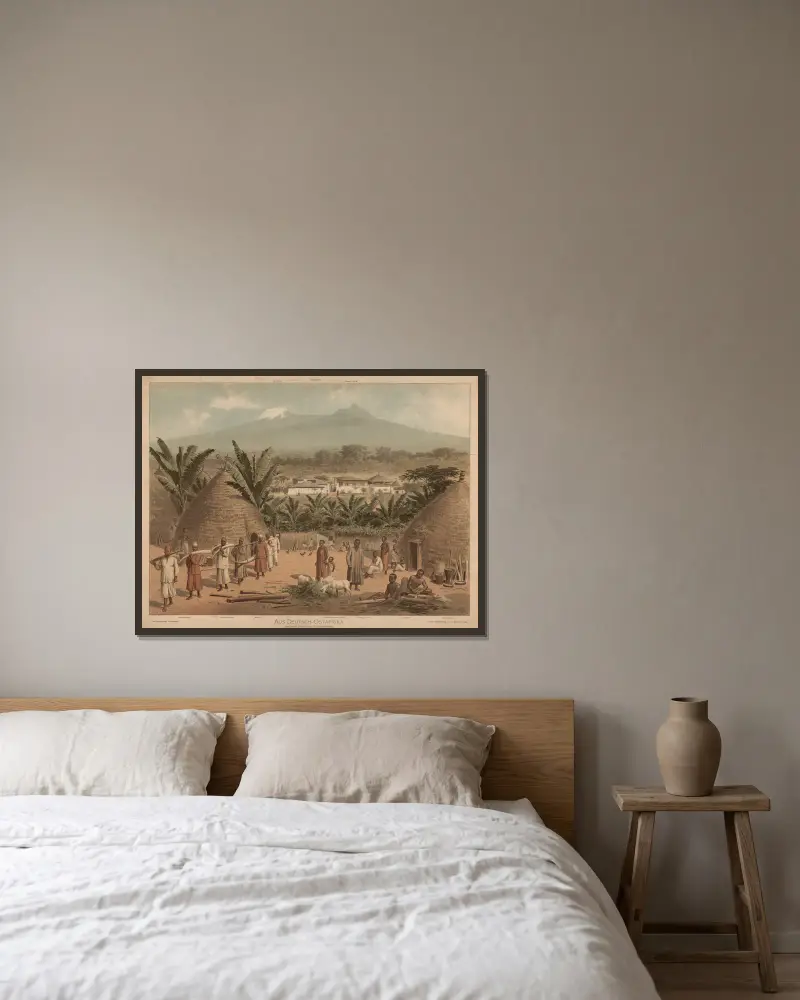 Aus Deutsch-Ostafrika. Landschaft Moschi am Kilimandscharo av Adolf Lehmann inramad på en vägg