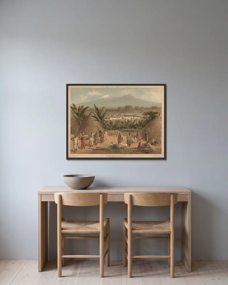 Aus Deutsch-Ostafrika. Landschaft Moschi am Kilimandscharo av Adolf Lehmann inramad på en vägg