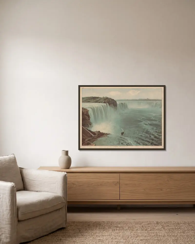 Der Niagarafall von Adolf Lehmann gerahmt an einer Wand