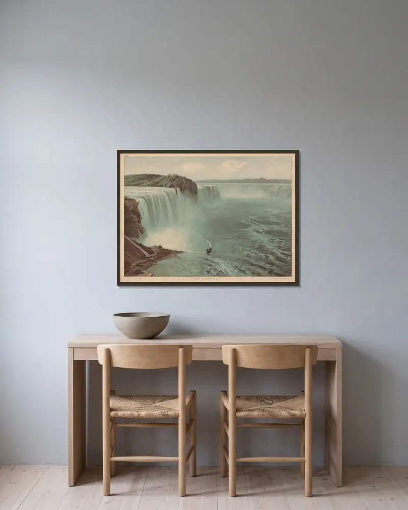 Der Niagarafall von Adolf Lehmann gerahmt an einer Wand